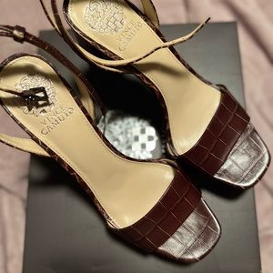 Womens Vince Camuto Brown Croc Heels